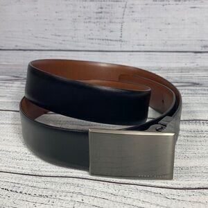 Perry Ellis Black Leather Belt Buckle